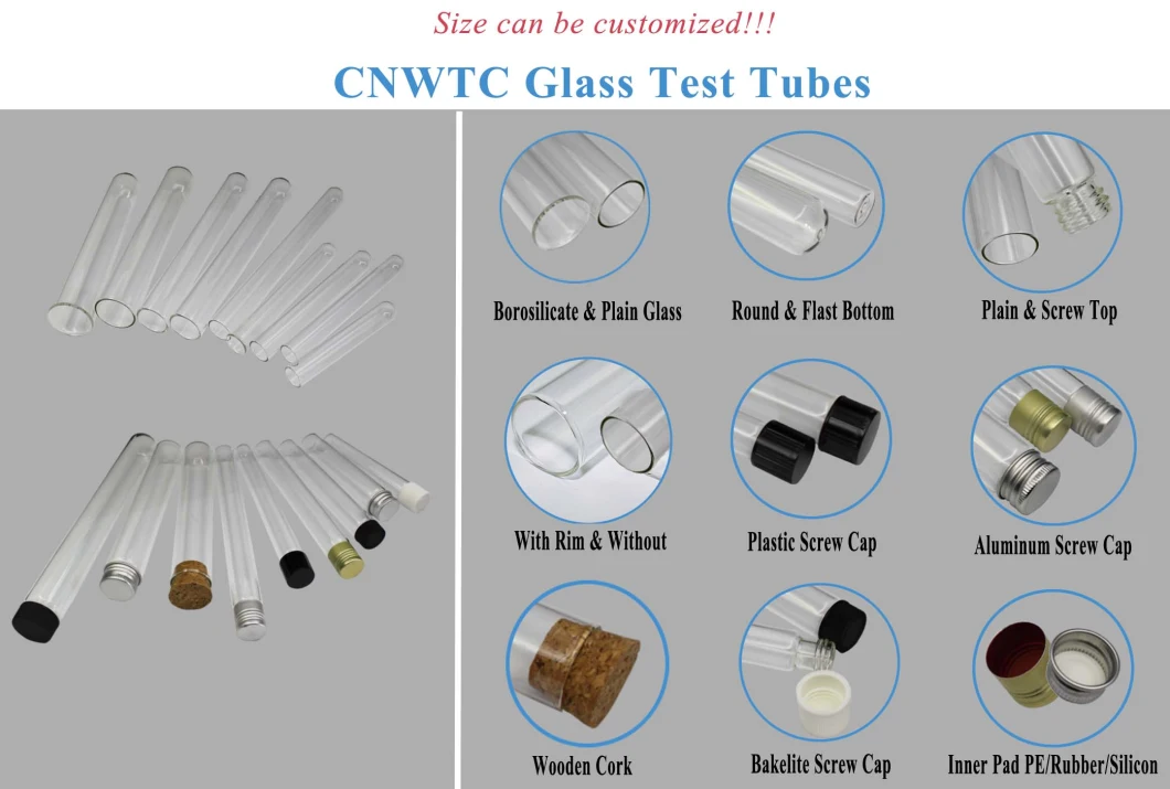 Lab Consumables 13*100mm Test Tube Glass Tube Glassware with Plastic Cover