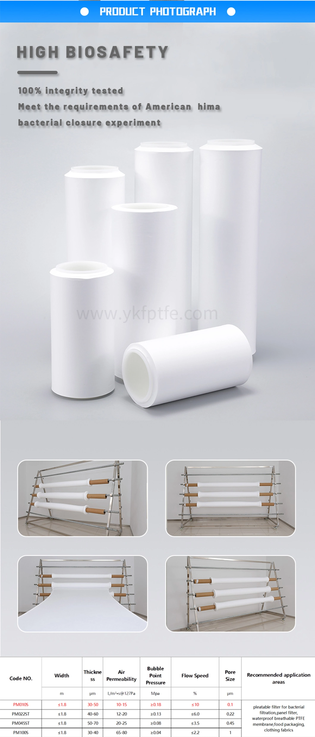 UNM 0.45um ePTFE Membrane PTFE Vent Filter for Lab