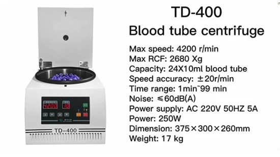 Centrifuga da banco a bassa velocità Td-400 per provette ematiche e plasma